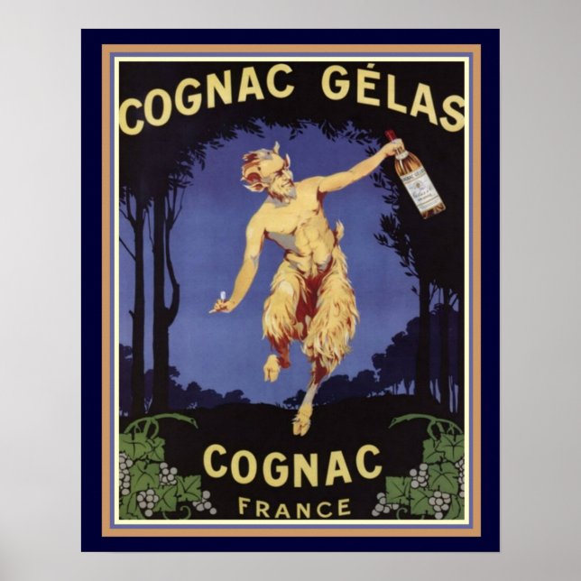 Cognac Gelas- France- Art Deco Poster 16 x 20 (Frente)