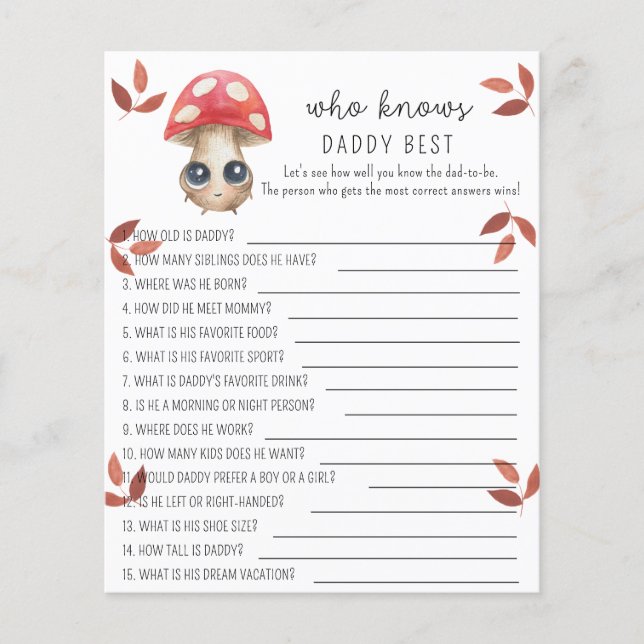 Cogumelo bonito - Quem sabe melhor o PAI (Frente)