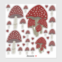 cogumelo branco vermelho Amanita muscaria adesivos