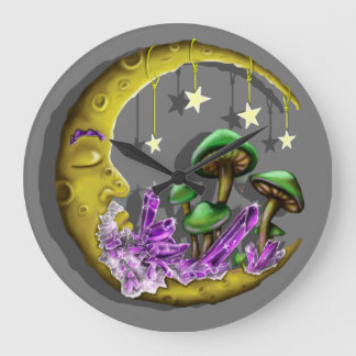 Cogumelo Celestial legal projetado relógio redondo
