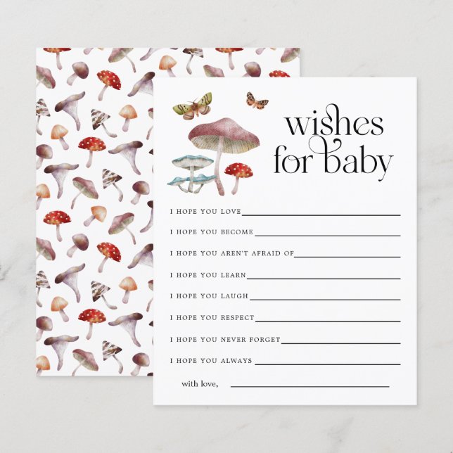Cogumelo Encantado Deseja Cartão de Bebê (Frente/Verso)