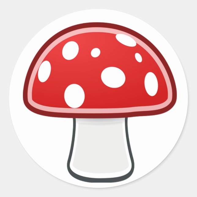 Cogumelo Vermelho e Branco em Adesivo Branco (Frente)