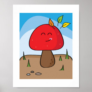 Cogumelo Vermelho Sorridente e Ensolarado Poster