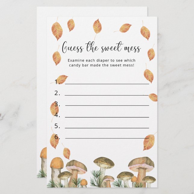 Cogumelos - Adivinhem a Doce Mess, Jogo de Chá de  (Frente/Verso)