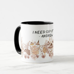 Cogumelos, caneca de chá, bebida mística, bruxaria