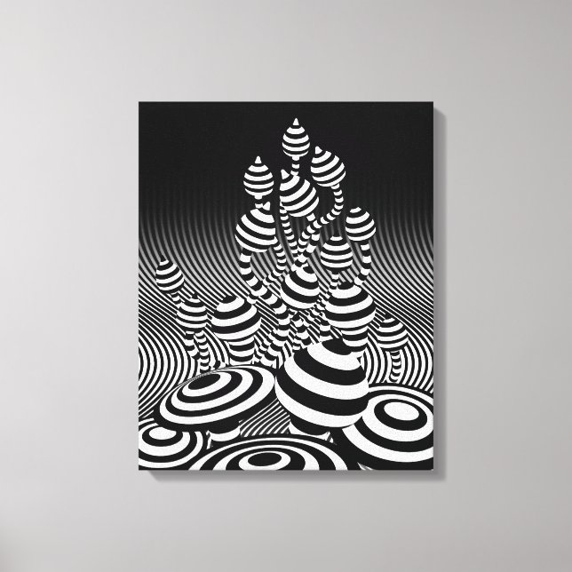 Cogumelos canvas de Mágica Preta e Branca 1m2 (Frente)