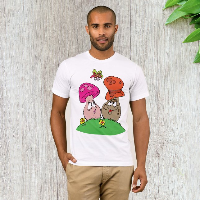 Cogumelos Cartoon Mens T-Shirt (Criador carregado)