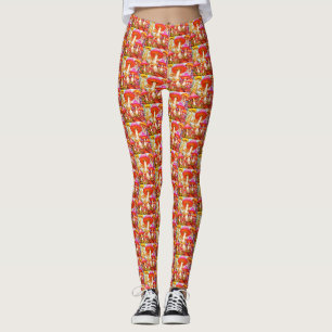 Cogumelos Coloridos Retrô em Leggings Modernos Per