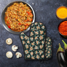 Cogumelos e lenços verdes de folhas