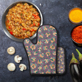 Cogumelos e verduras de folhas roxas