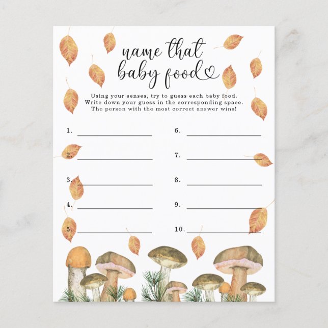 Cogumelos florestais - Nomeie esse jogo de comida (Frente)