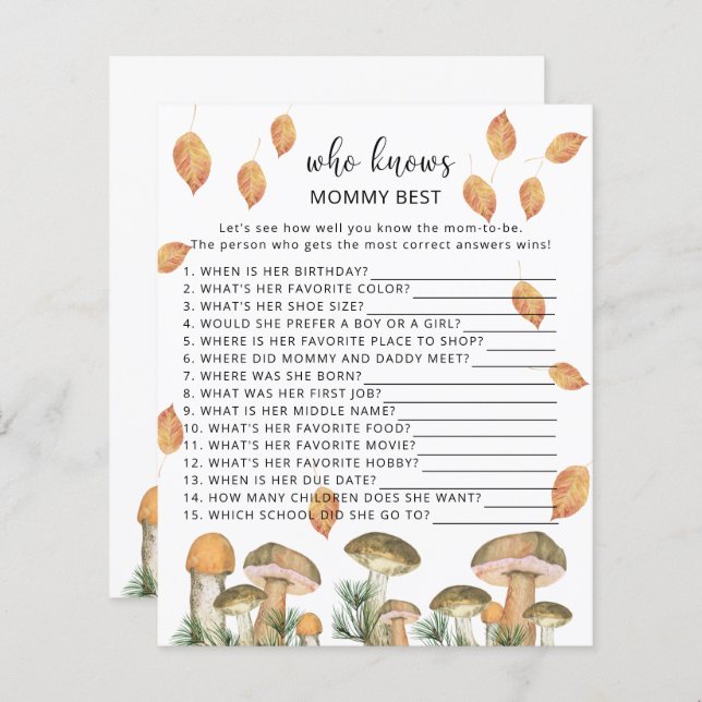 Cogumelos florestais - Quem conhece melhor as mamã (Frente/Verso)