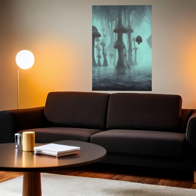 Cogumelos, nevoeiro e mar | AI Art Poster (Criador carregado)