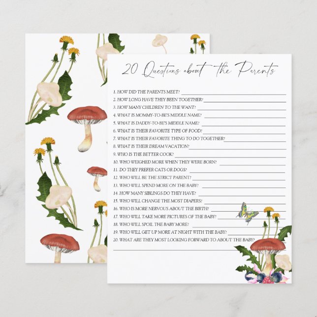 Cogumelos no outono - 20 perguntas sobre os Pais (Frente/Verso)