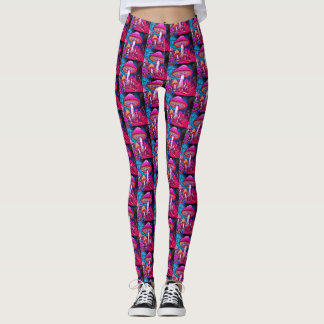 Cogumelos Pretos Roxos em Leggings Modernas Person
