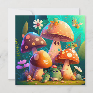 Cogumelos verdes florais no campo