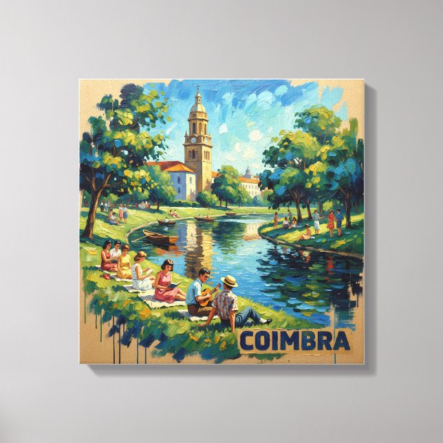 Coimbra Portugal Riverside Charm Stretched Canvas (Frente)