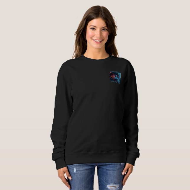 Coisas do Olho Quântico mulheres camiseta preta de (Frente Completa)