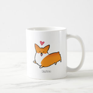 Coisas felizes do Corgi da caneca dos corações
