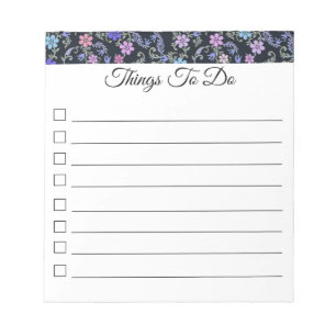 "Coisas para fazer" o bloco de notas floral dos