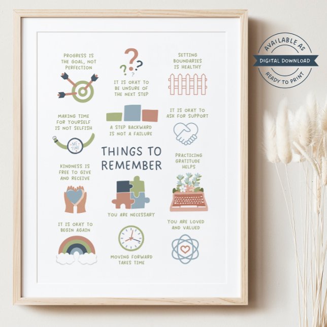 Coisas para lembrar Afirmações Poster de autoatend (Things to Remember Affirmations Self-Care, daily affirmation, self-care printable, self care poster)
