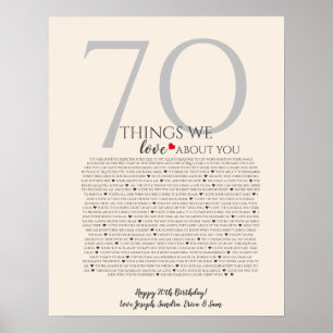 Coisas que Amamos em Você Poster 70 Personalizad