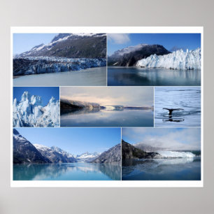 Colagem 24 x de Alaska da baía de geleira poster