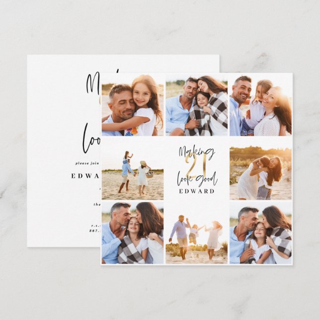 Colagem aniversário de 21 anos moderna de fotos a  (Frente/Verso)