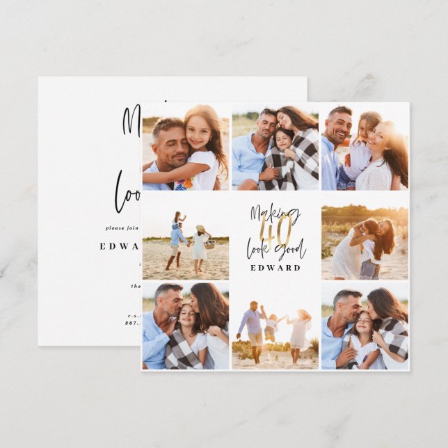 Colagem aniversário de 40 anos moderna de fotos a  (Frente/Verso)