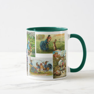 Colagem antiga da caneca dos cartão do coelhinho