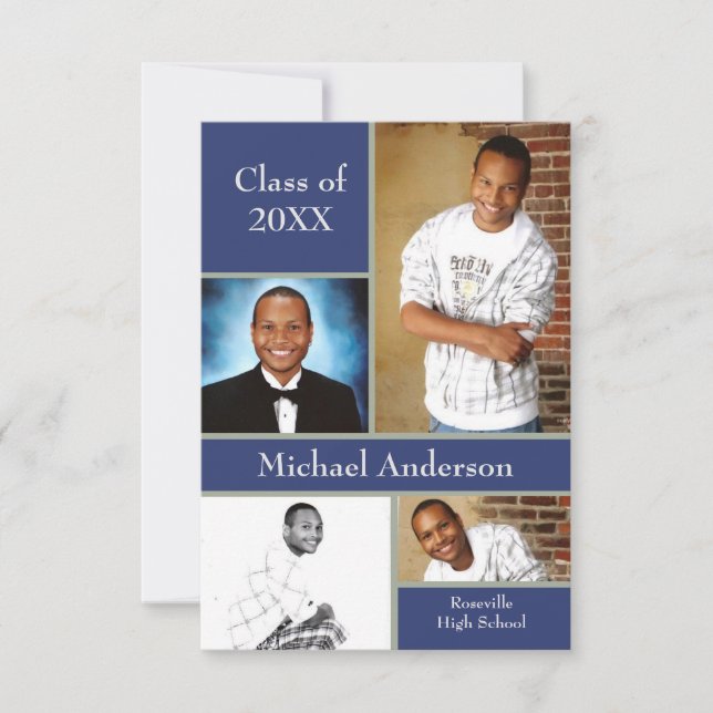 Colagem Azul/Cinza - Anúncio de Graduação 3x5 (Frente)