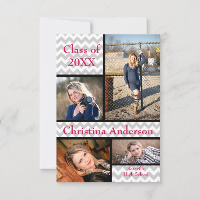 Colagem Chevron Cinza - Anúncio de Graduação 3x5 (Frente)