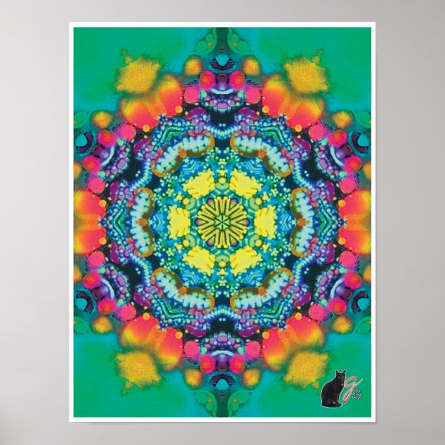 Colagem cinética de bário Caleidoscópio Poster (Frente)