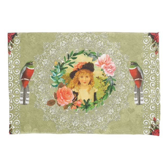Colagem da safra Retro com rendas e flores (Frente-Esquerda)
