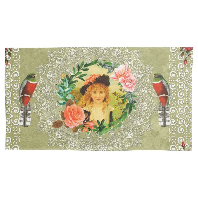 Colagem da safra Retro com rendas e flores (Frente-Esquerda)
