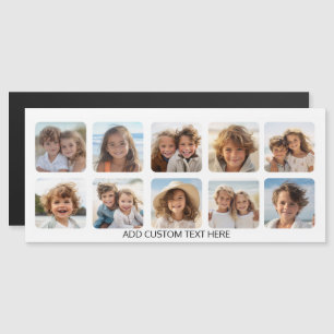 Colagem de 10 fotos com texto simples - ímã branco