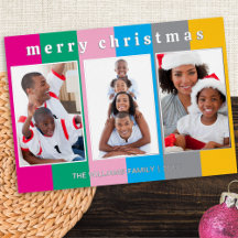 Colagem de 3 Fotos Listrado Colorido Feliz Natal