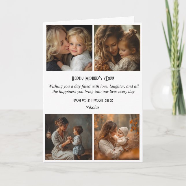 Colagem de 4 fotos e cartão de feriado feliz dia d (Frente)