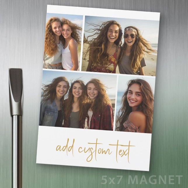 Colagem de 4 Fotos - Ímã de Roteiro Moderno (Photo Magnet - 5x7 size)