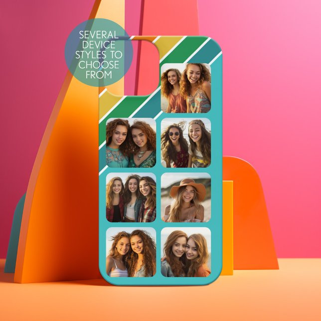 Colagem de 7 fotos com faixas inspiradas nos retra (Personalized Phone Case - Choose Your Device and Customize the Design)