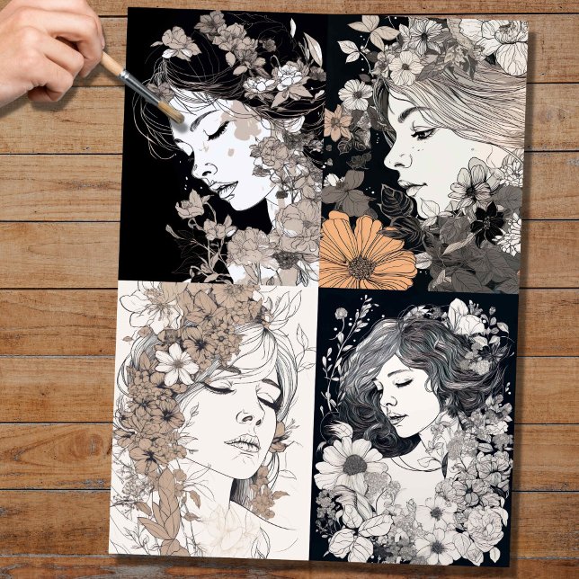 Colagem de Arte de Linha 2 Papel de Decoupage (Criador carregado)