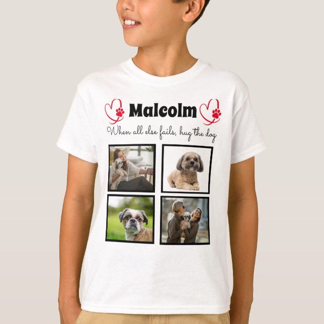 Colagem de cães - camiseta personalizada de 4 foto (Frente)
