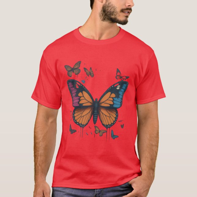 Colagem de Camisetas de Colagem de Borboletas de V (Frente)