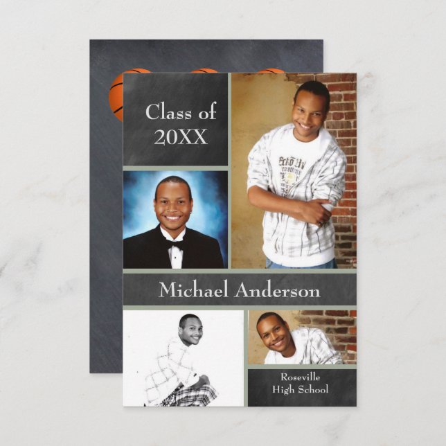 Colagem de Chalkboard Basquete-3x5 Anúncio de Form (Frente/Verso)