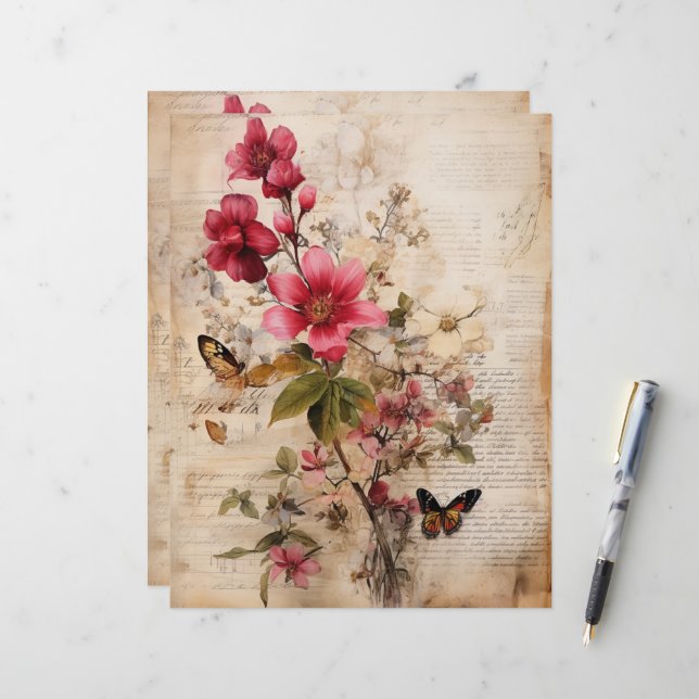 Colagem de flores borgonhetas em terra de olhar ve (Frente/Verso In Situ)