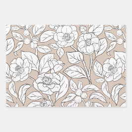 Colagem de Flores Pretas, Brancas e Tanas