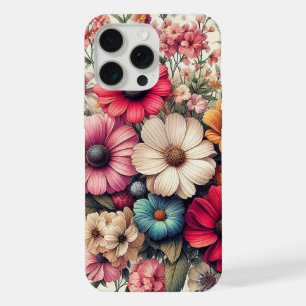 Colagem de Flores Vintage Colorido Fofo