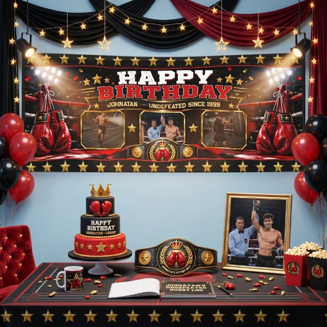 Colagem de Foto de Aniversário de Boxe Personaliza (Criador carregado)