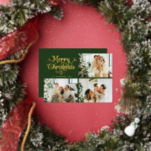 Colagem de Foto de Família de Natal Retro Verde e 