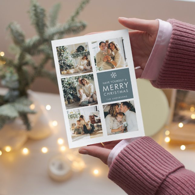 Colagem de Foto de Natal | Feliz Natal | Azul (Criador carregado)